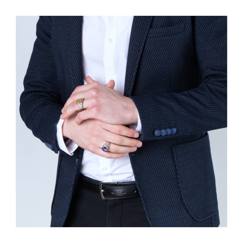 טבעת גבר מצופה כסף סטרלינג ומצופה זהב עם אריה ... | טבעות יהודיות